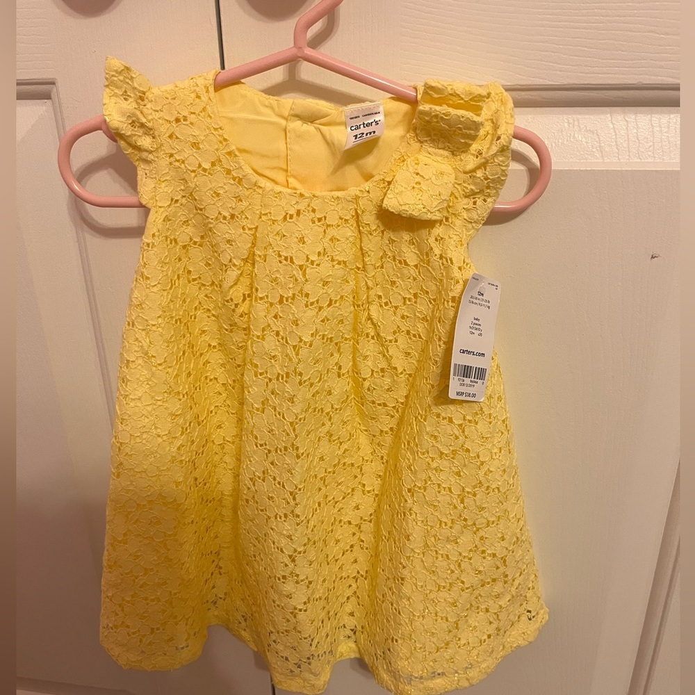 Carters yellow lace 12m dress